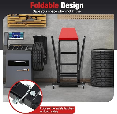 Miniatura 4 de Goplus Enredadera plegable superior, enredadera de motor automotriz con altura ajustable de 45 a 66 pulgadas, capacidad de 400 libras, 4 ruedas