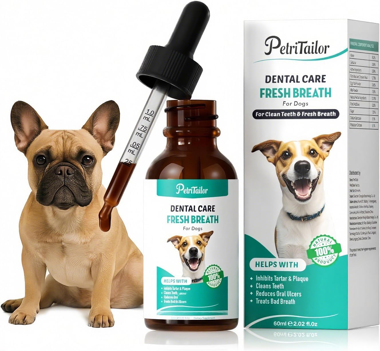 Premium Pet Dental Care Solution Complete Care Fresh Dental Pet Water Additive Eliminate Dog Bad Breath Fights Tartar & Plaque Just Add to Water or Food