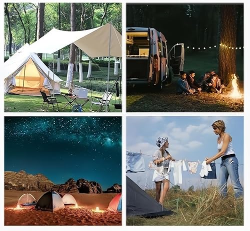 Miniatura 4 de Cuerda de paracaídas al aire libre de 164.0 ft, cuerda reflectante más fuerte, cuerda de supervivencia, cuerda para tienda de campaña (negro)