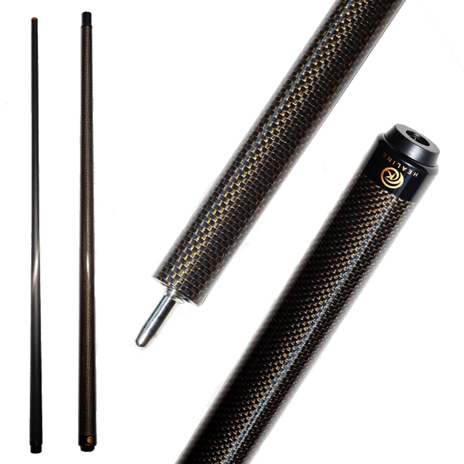 58 Inch Professional Carbon Fiber Pool Cue - 1/2 Structure with 3-Tooth Quick Release Connector - 12.4mm Premium Leather Tip, 19-20oz, Must-Have for Pool Enthusiasts, Pool Accessories (Yellow)