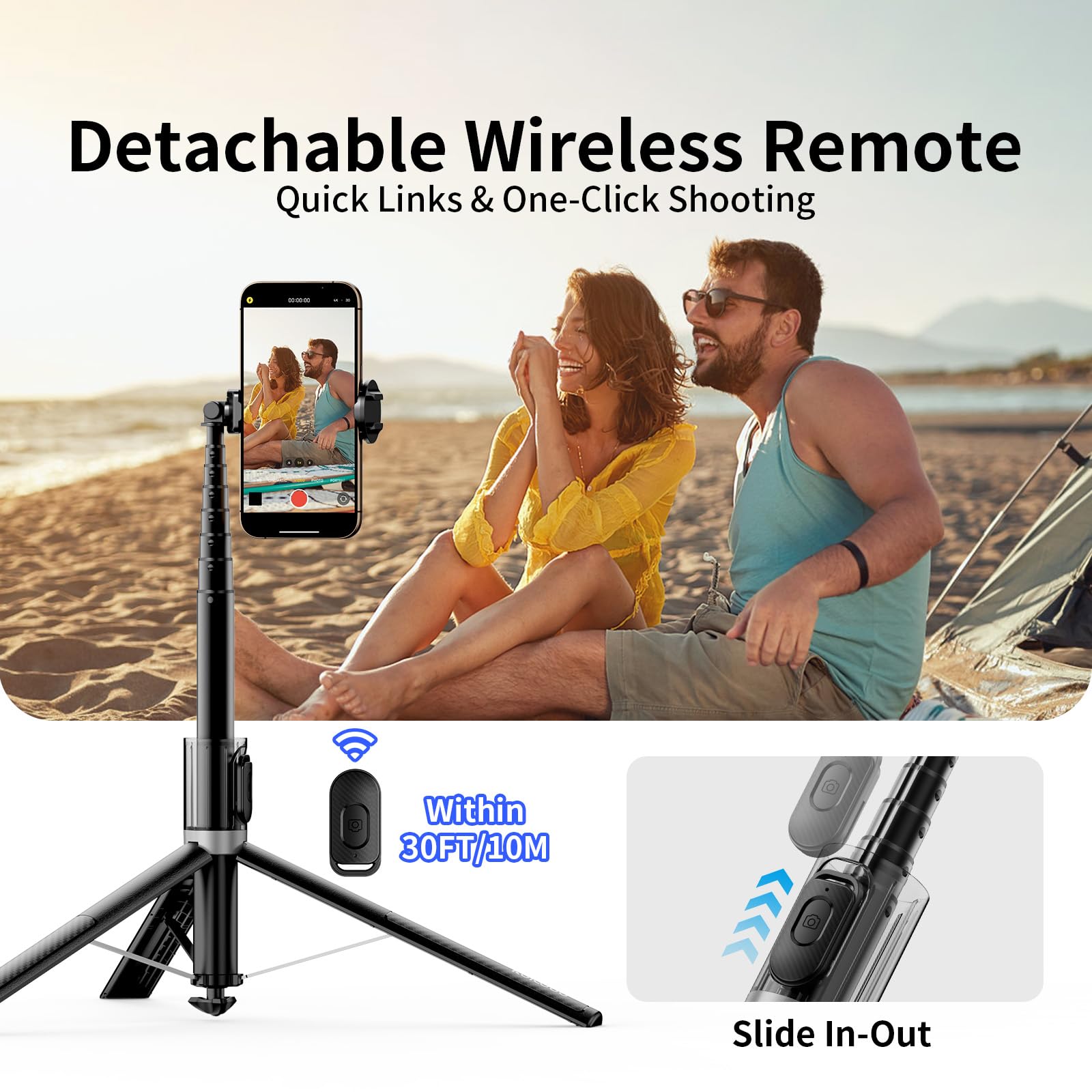Automatisches Telefonstativ, 170 cm (67 Zoll), automatisches Öffnen, Selfie-Stick für iPhone mit Fernbedienung, um 360° drehbarer, ausziehbarer Telefonständer für Videoaufnahmen, Vlog