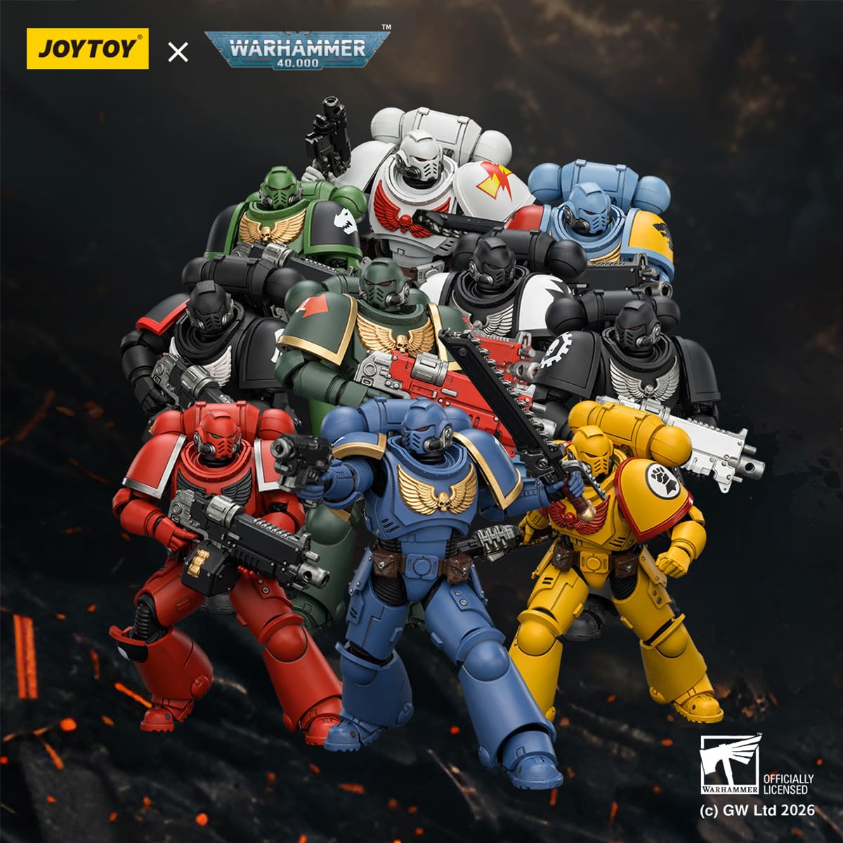 HiPlay JOYTOY Warhammer 40k Black Templars Intercessor mit Bolter, Boltpistole und Kettenschwert JT03905 1/18 Action-Figuren-Set