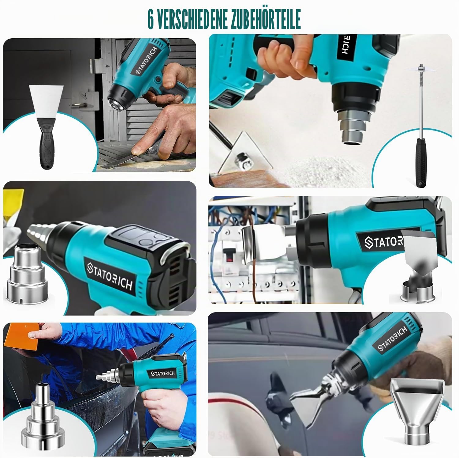 Akku Heißluftgebläse für Makita 18V, Manuelle Heißluftpistole mit Digitalem LCD-Lichter, 50 °C - 550 °C & Luftkontroll für DIY, Basteln, Abziehen(Ohne Akku)