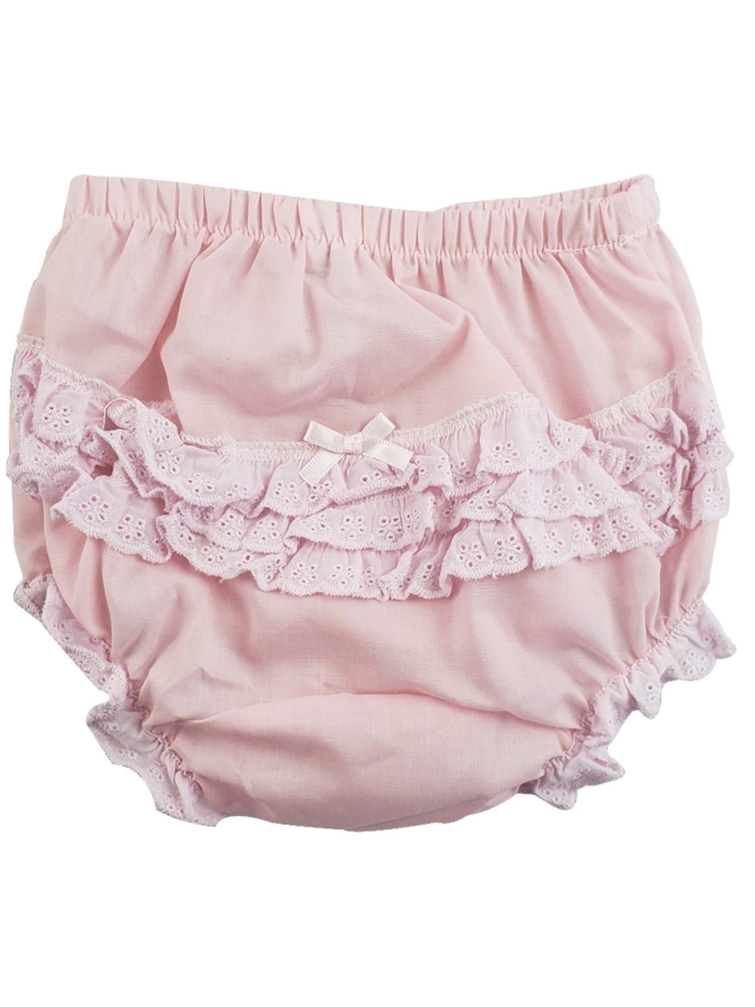 bambini Baby Girl's Pink Cotton/Poly Ruffled Fancy Pants Underwear, M - 1 Pack