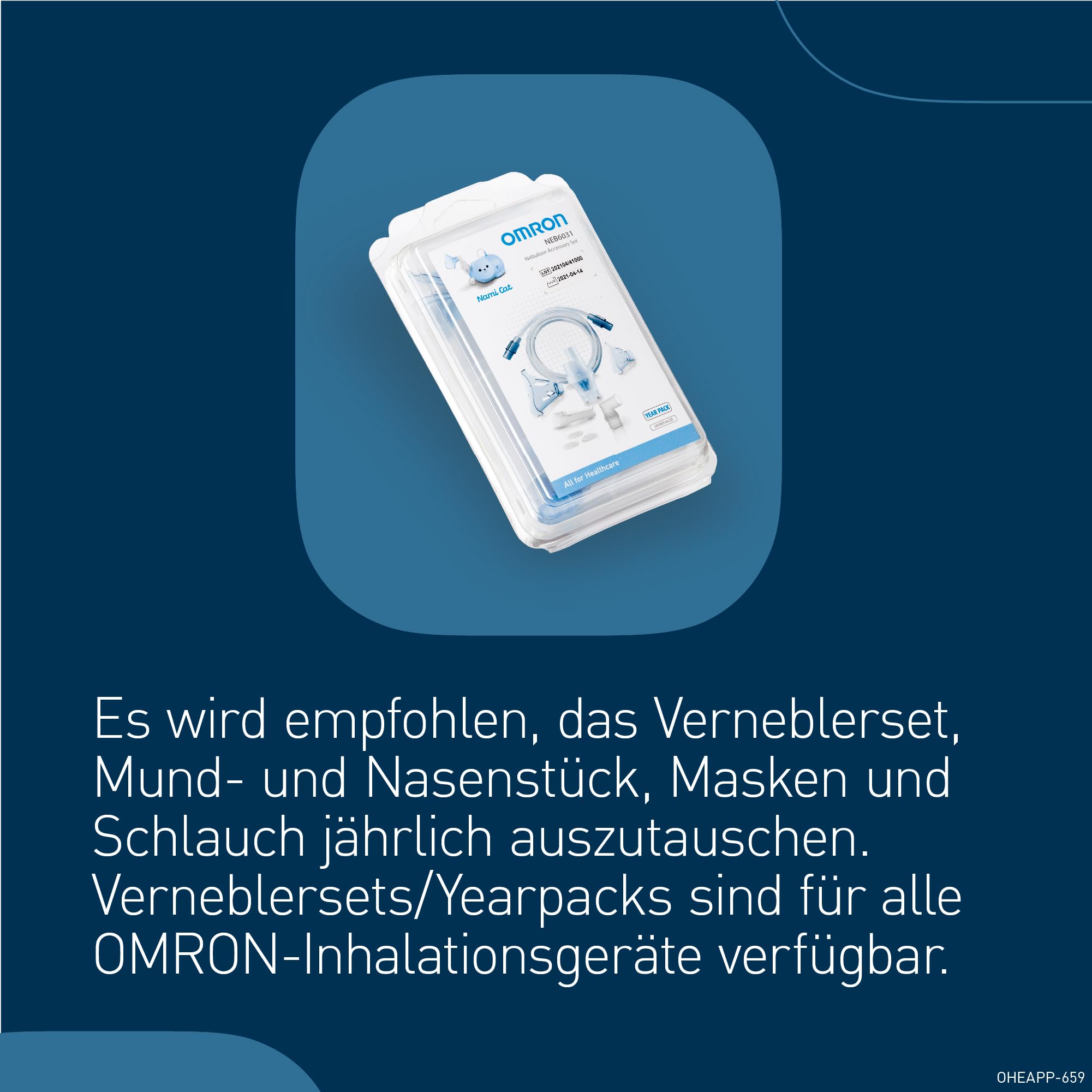 OMRON Nami Cat Inhalationsgerät – Inhalationsgerät kinder, leistungsstarker Kompressor für schnelle und effektive Behandlung von Atemwegserkrankungen bei Kindern