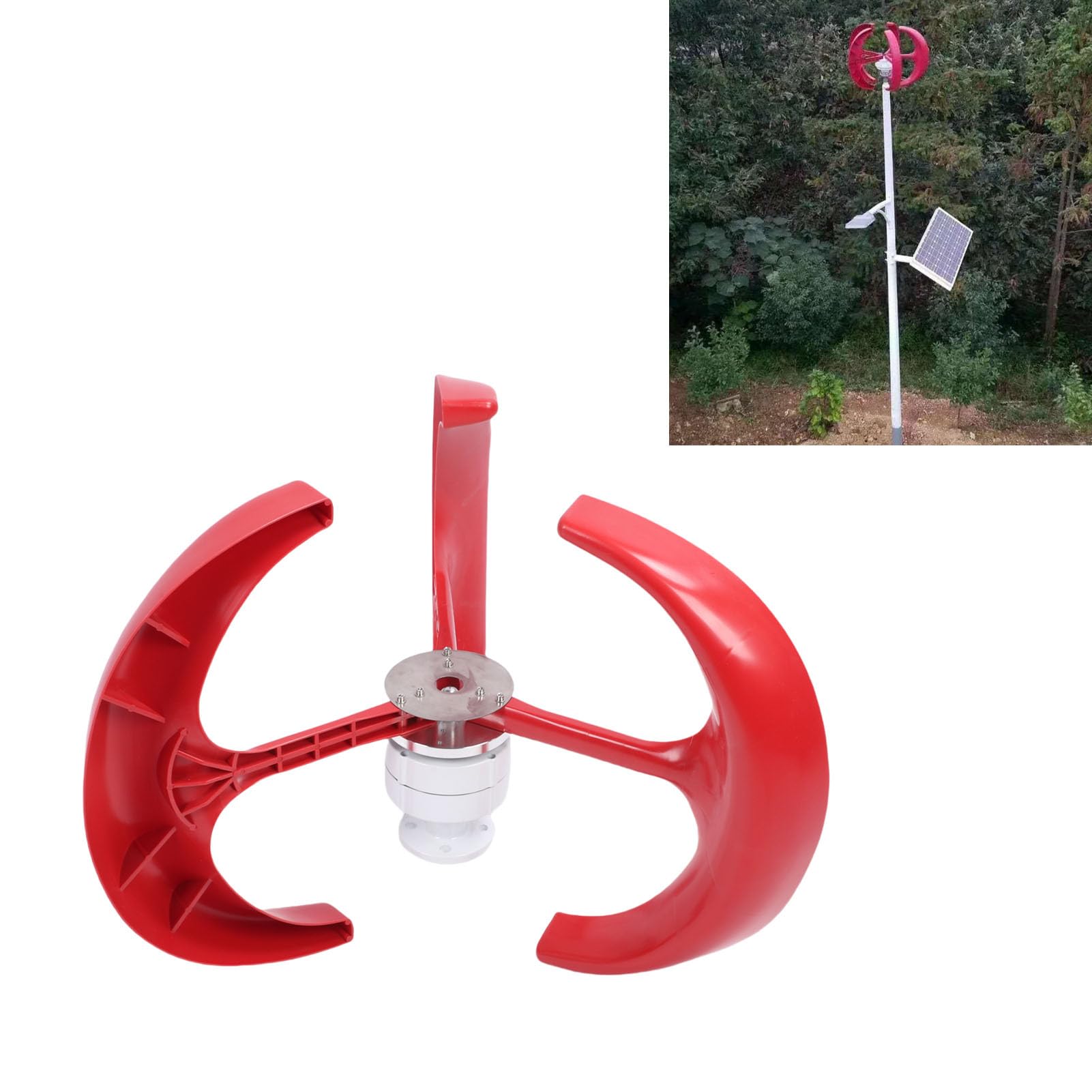 Kit Generatore Eolico Ad Assi Verticali da 300 W Kit di Energia Eolica a Basso Rumore da 62 Db con Flangia per Lampione Esterno Fuori Rete