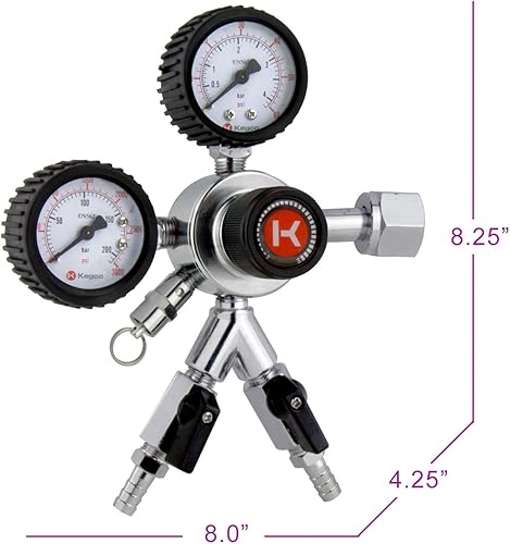 Miniatura 9 de Kegco Regulador de cerveza de barril de CO2 de doble calibre de calidad comercial premium