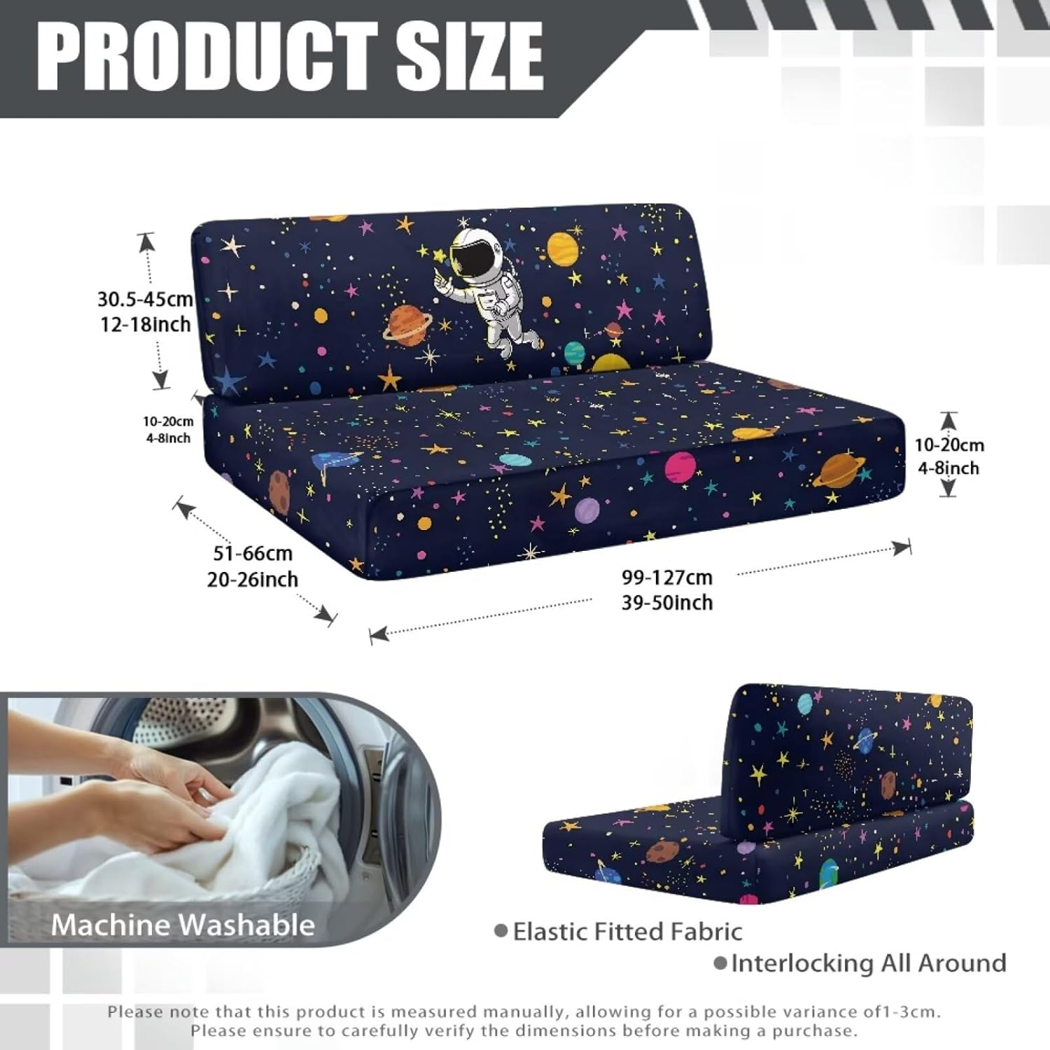 Yewatlles Galaxy Astronaut 2 Set RV Dinette Cushion Covers Elastic Cushion Slipcovers Stretchable RV Sofa Cover Loveseat Furniture Protector for RV Camper Car Bench