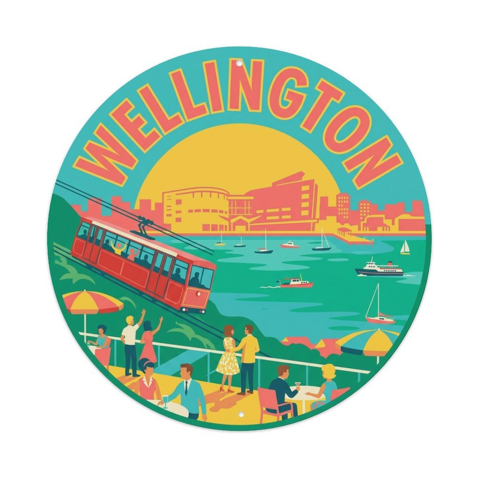 Retro Travel New Zealand Wellington Metal Tin Sign