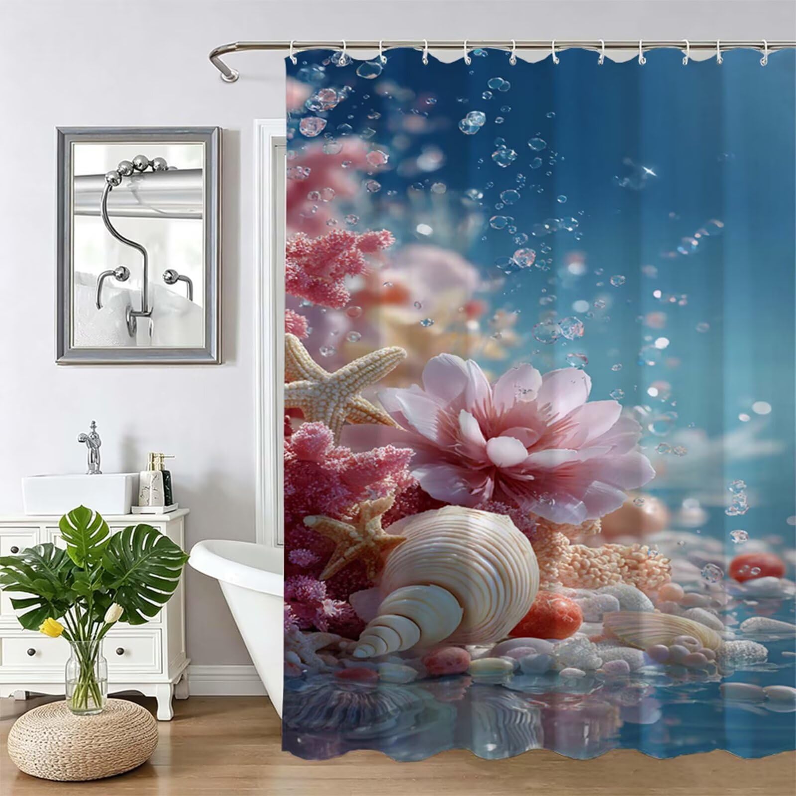 Rideau de baignoire haut de gamme en tissu imperméable conque Z-316