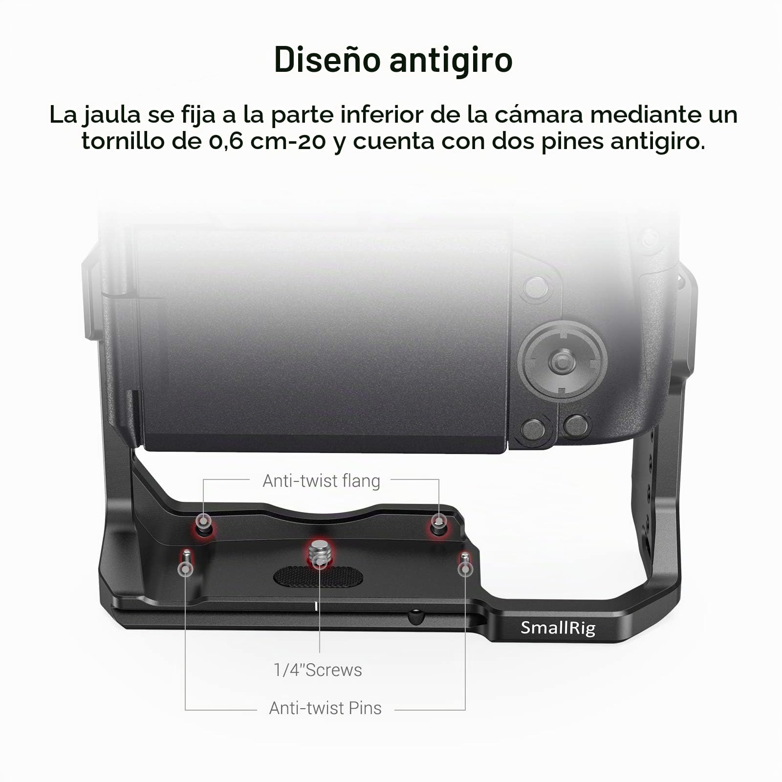 (Nueva Versión) SMALLRIG R Cage Jaula para Canon R, Cage con Cold Shoe Incorporada y Diseño Anti-torsión - CCC2803