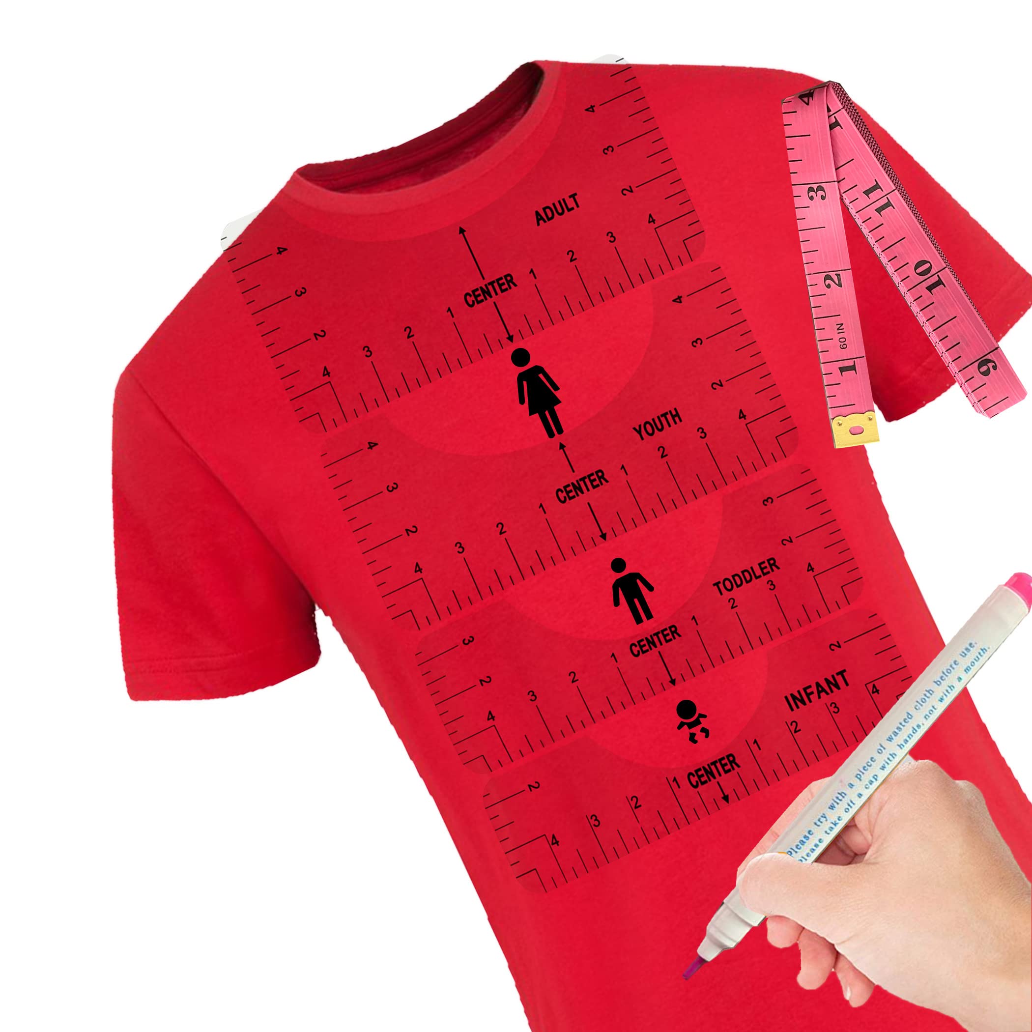 Photo 1 of Bon Ton Outfitters 6-Pcs T-Shirt Guide Alignment Tool to Center Designs T-Shirt for Adult Youth Toddler Infant (Transparent)