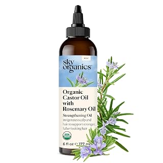 Sky Organics USDA Organic Castor Oil and Rosemary Oil, Strengthening Hair Oil Blend, Pure & Potent, Hexane-Free, Invigorates Scalp, Supports Fuller-Looking Hair, 6 fl oz - Amazon product rated Grade A