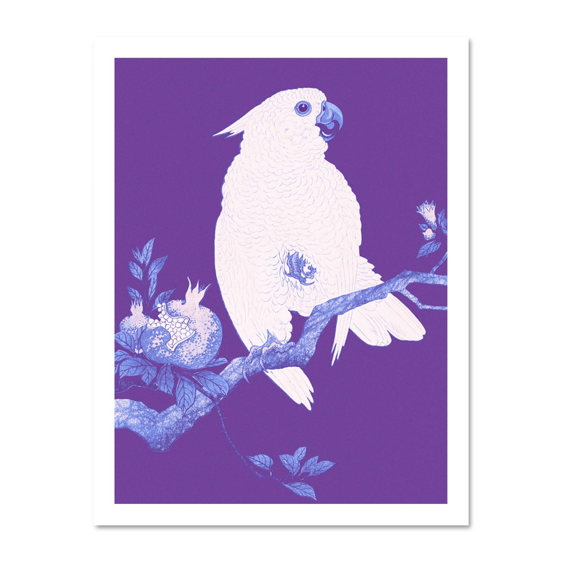Wee Blue Coo Purple Cockatoo By Ohara Koson Large White Framed Art Print Wall Poster 18x24 inch