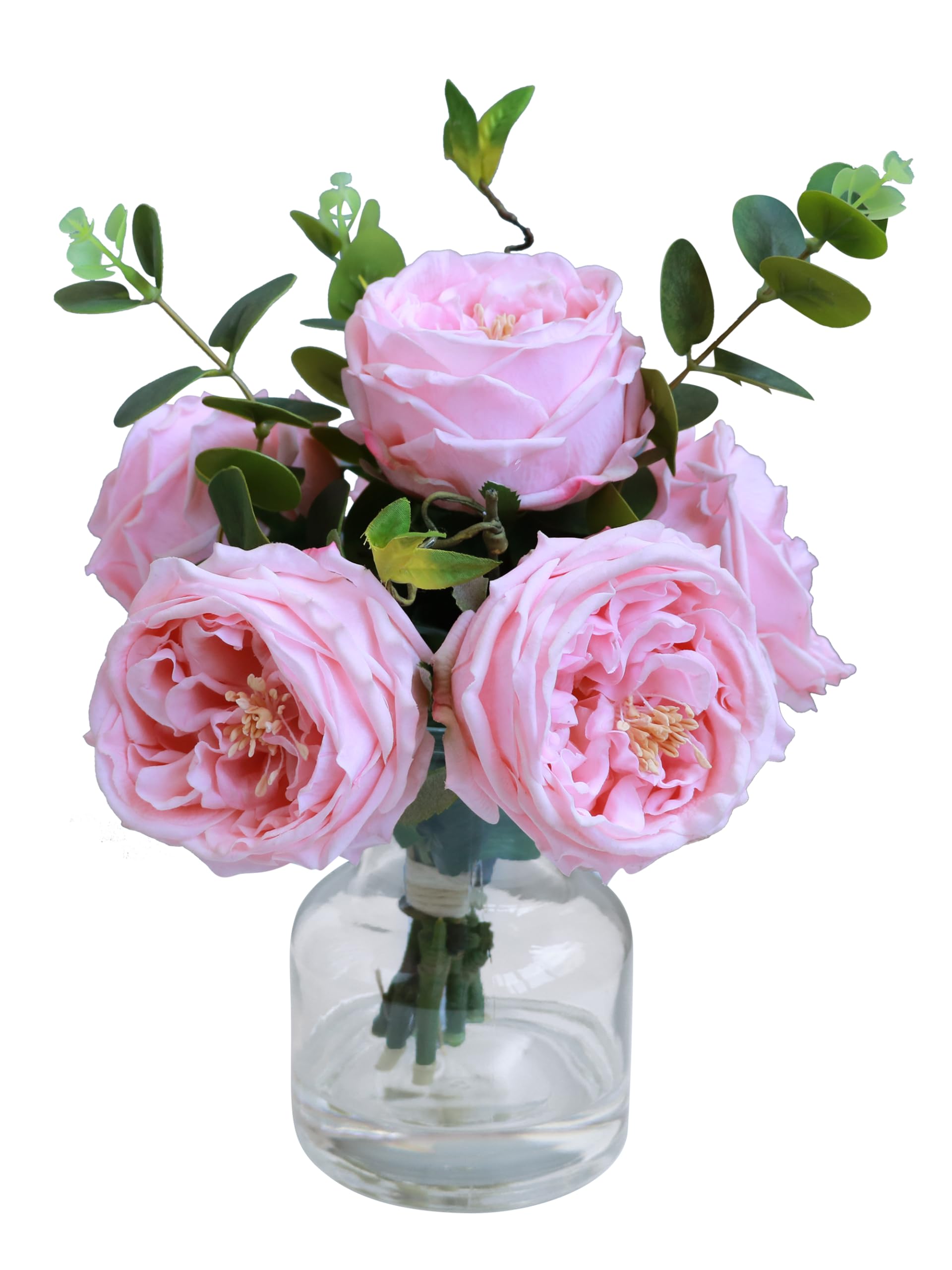 Forlaoers Kunstblumenstrauß aus künstlicher Wasserseide, fühlt sich echt an, mit Vase, Tafelaufsätze für Mitteltischdekoration, Esszimmer, Haus, Küche, Dekorationen