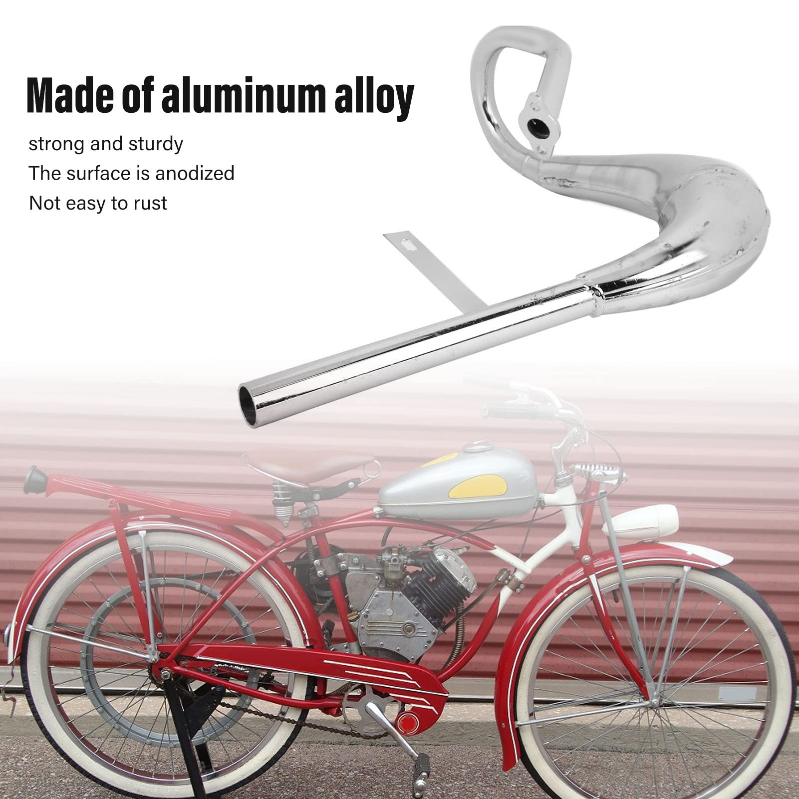 Motorrad-Auspuffrohr Schalldämpfer 40mm Aluminiumlegierung Geräuschreduzierung Elektrofahrrad Auspuffrohr mit Dichtung Silber