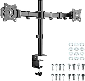 RICOO Support PC pour 2 écrans TS5811 Double Bras Orientable Inclinable Moniteur 15-27 Pouces (38-69cm) Fix ation de Table VESA