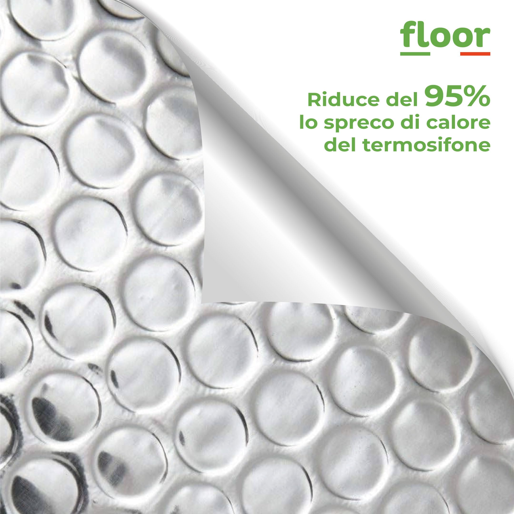 FLOOR SYSTEMS Pannelli Termoriflettenti per Termosifoni a Doppio Strato Isolante - 10m x 60cm - Isolante Termico Riflettente per Caloriferi, Camping, Automobili - Protegge da Freddo, Caldo e Luce