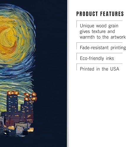 Miniatura 3 de Los Ángeles, California, serie Starry Night City, letrero de pared de madera de abedul de contorno (decoración rústica del hogar de 6 x 9, arte