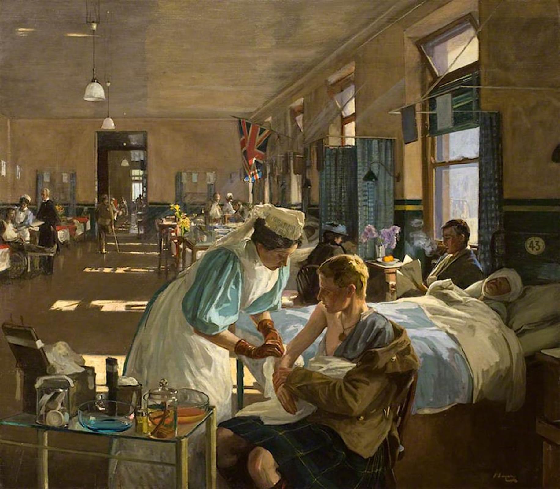 SERENDIPITP Retro Picture Poster Wall Art Pictures Painting il primo ferito London Hospital agosto da John Lavery Wall Art Canvas Print for Wall Decor 60x90cm