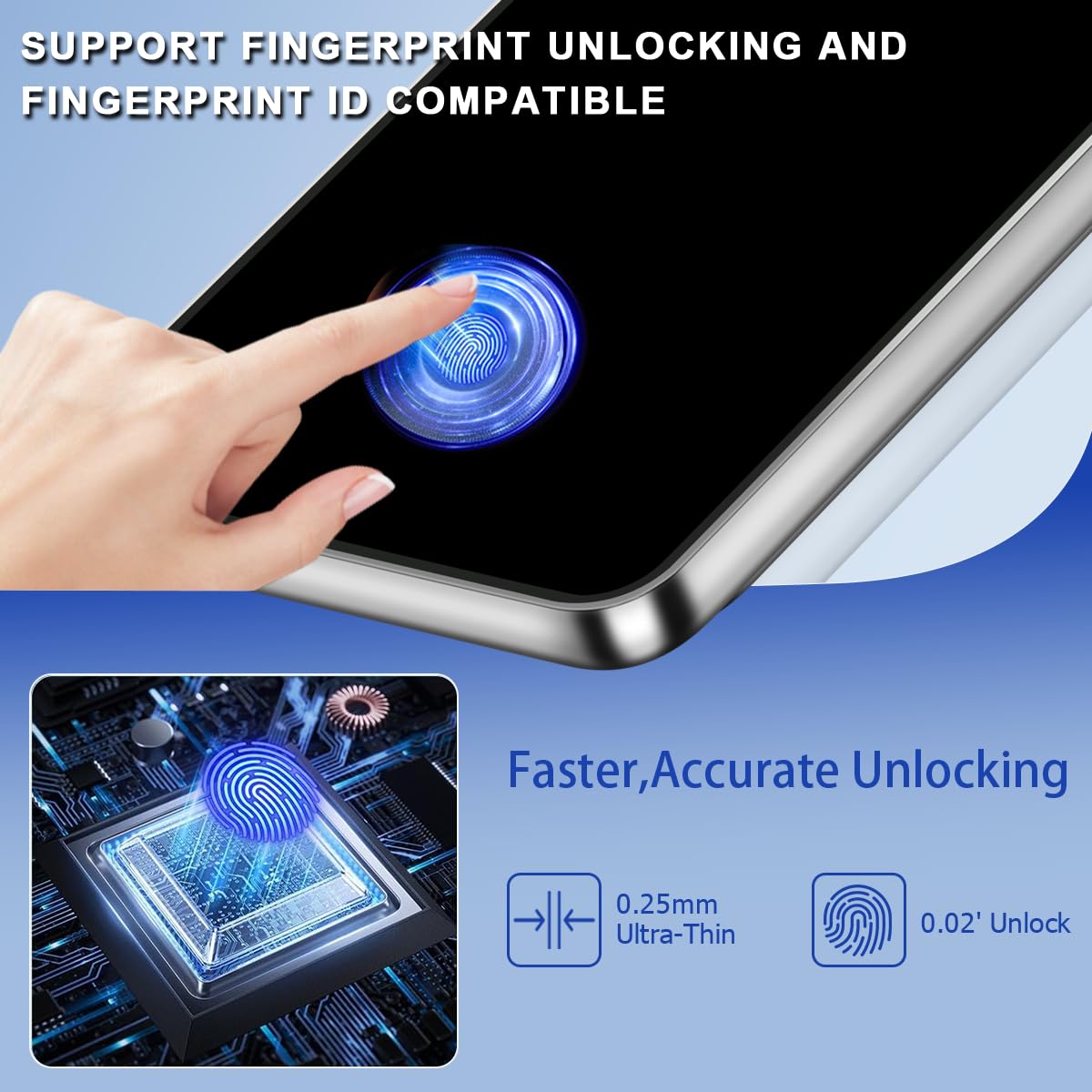 SURFCUZ [3 Pack] Displayschutzfolie für Samsung Galaxy S23/S22 [Gehärtetes Glas] [Japanglas mit 9H Härte] Fingerabdruck-Entsperrung mit Installationsrahmen HD Klar Displayschutzfolie