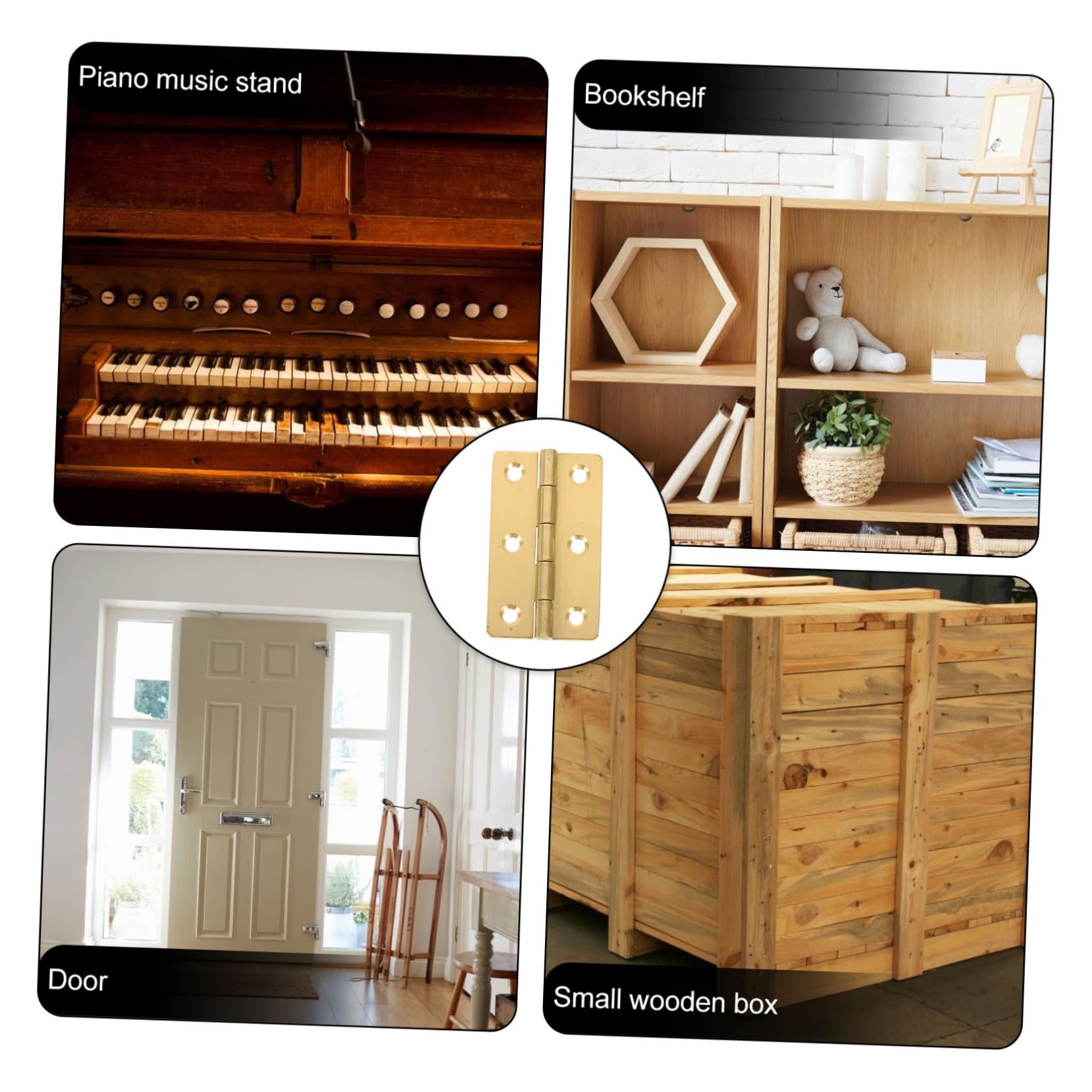 KICHOUSE 4pcs Piano Hinge for Wooden Boxes Jewelry Chests Cabinets Easy Installation Removal