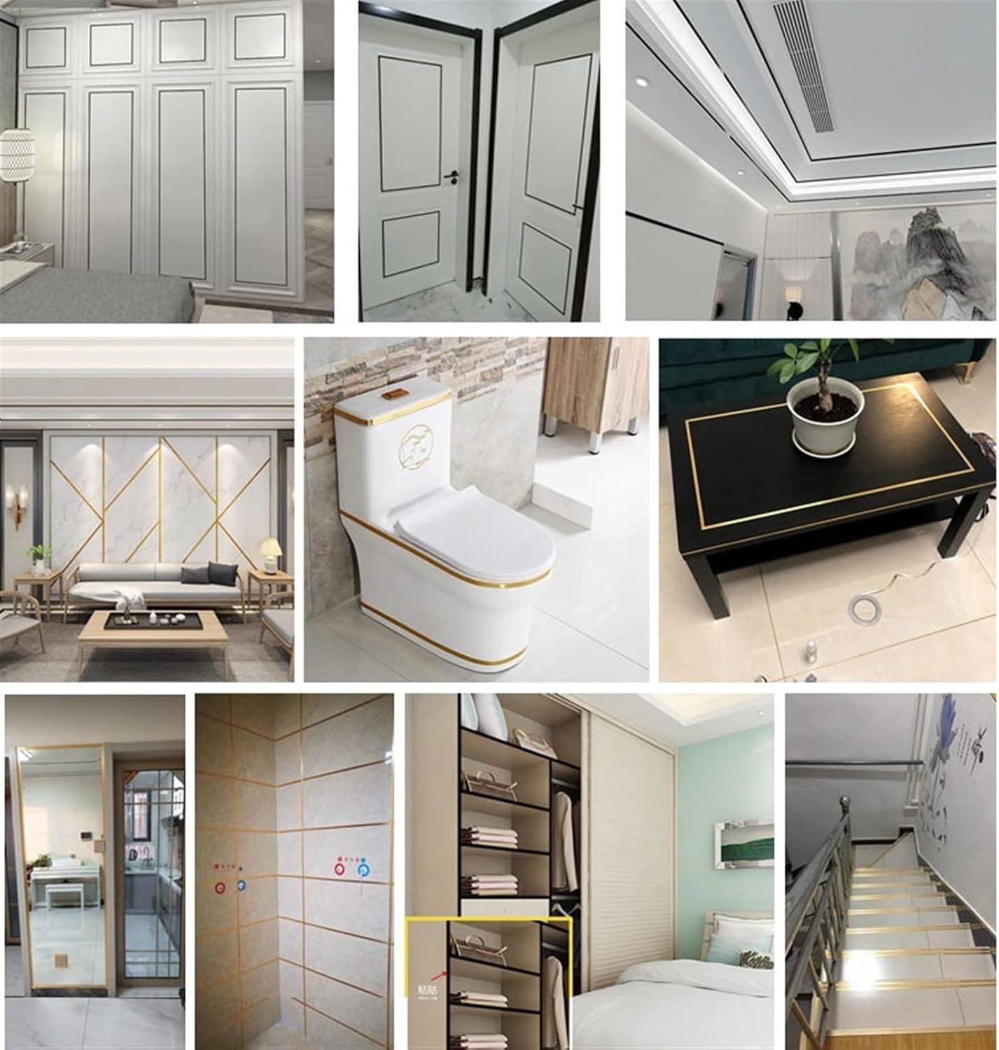 GQQGSHOP 32.8ft Self Adhesive Wall Edging Strip Waterproof Wall Decor, Wall Border, Wall Panels Ceiling Border Door Frame Waist Line Interior Decoration(A,10CM(W))