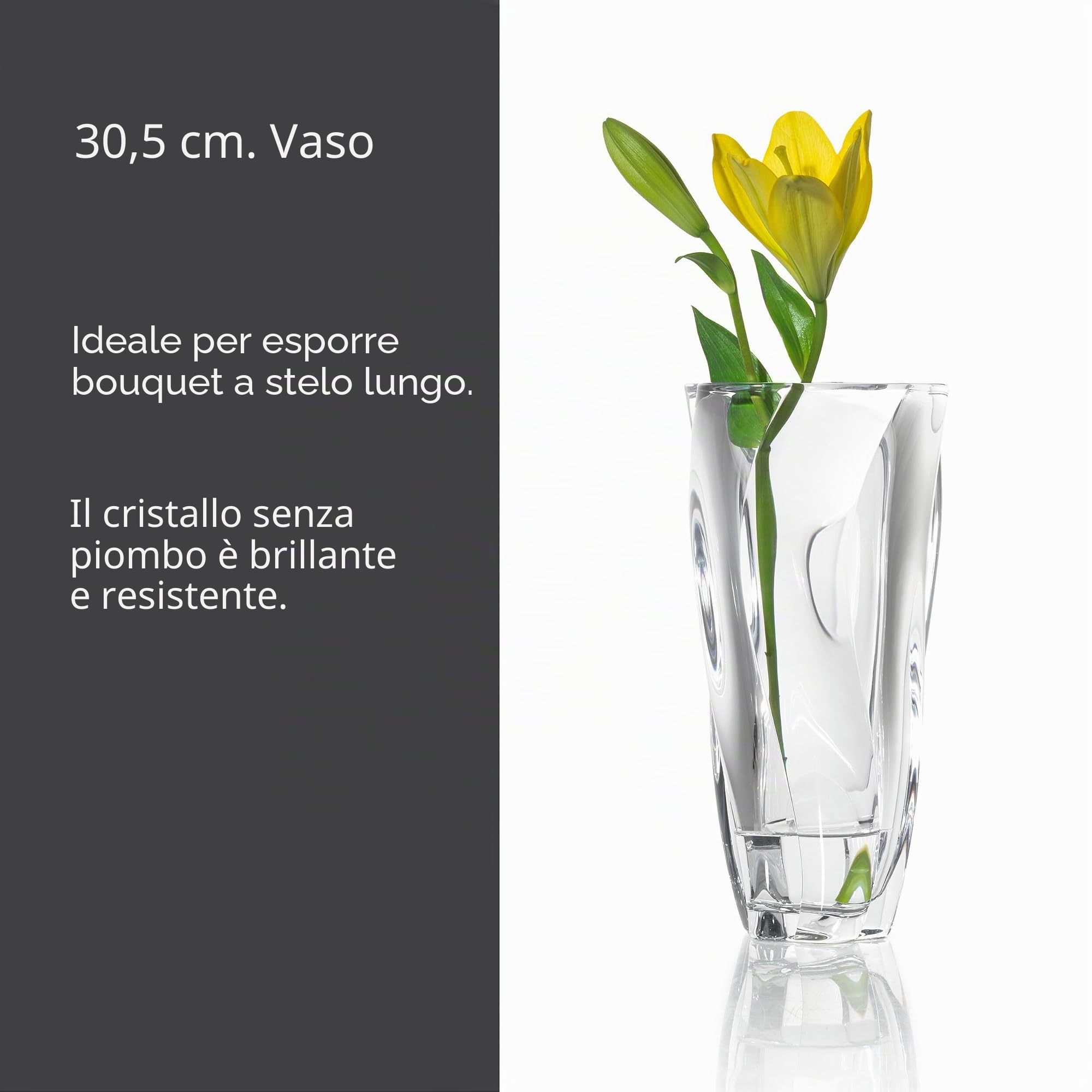 Mikasa Cassia - Vaso in vetro cristallo, 30,5 cm