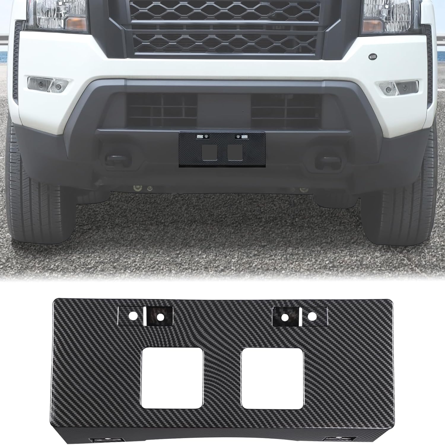 Aunginsy Car Front License Plate Frame Bracket Compatible with Nissan Frontier 2022-2025 2026, ABS Front Bumper License Plate Tag Holder Mounting Mount Adapter Replacement Part #962109BU0A Accessories