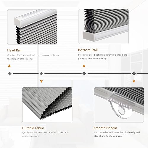 Miniatura 3 de Changshade Persianas celulares opacas personalizadas sin cordón, persianas de panal para oscurecer la habitación, bloqueo de luz, plisadas de una