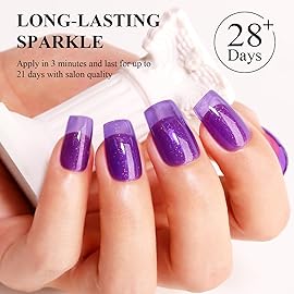 Imtiti Glitter Gel Nail Polish, 0.5 Fl Oz Deep Purple Iridescent Glitter Gel Polish Soak Off LED UV Shimmer Sparkle DIY Art Starter Manicure Salon