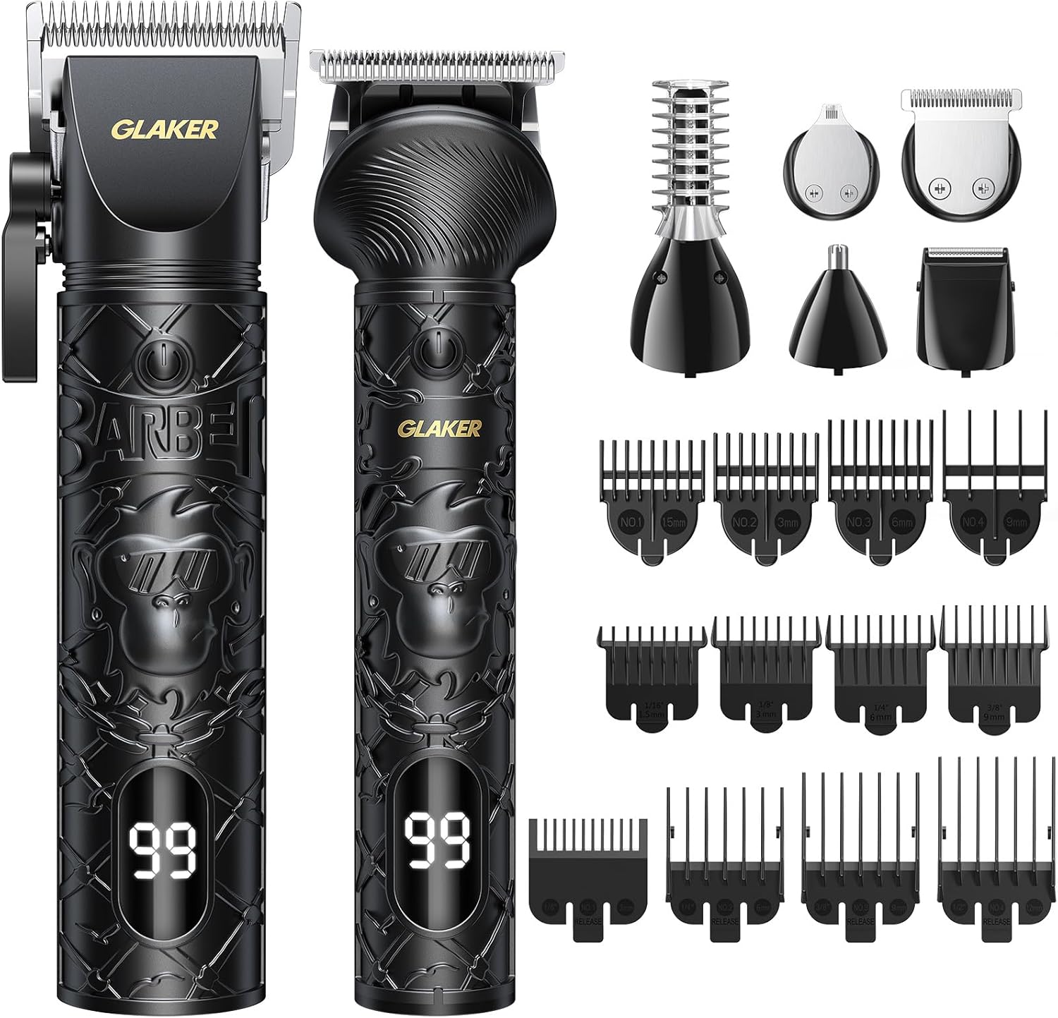 Hair Clippers & Trimmers for Men Professional, Cordless Clippers for Hair Cutting, Mens Bear Trimmer, Electric Razor Barber Clippers Hair Trimmer, Gifts for Men (Black)