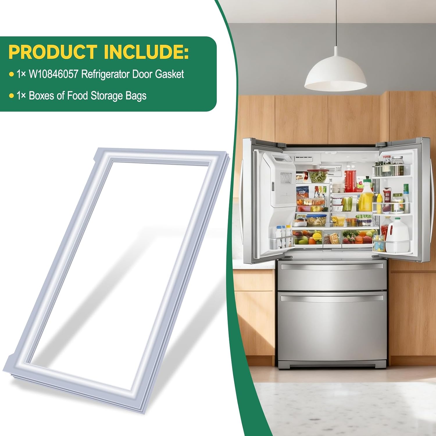 UPGRADED W10846057 Refrigerator Door Gasket Replacement Compatible with Whirlpool, Kenmore, KitchenAid Refrigerator French Door Seal, Replaces Part Number W10503817 W10622443 Fridge Door Gasket