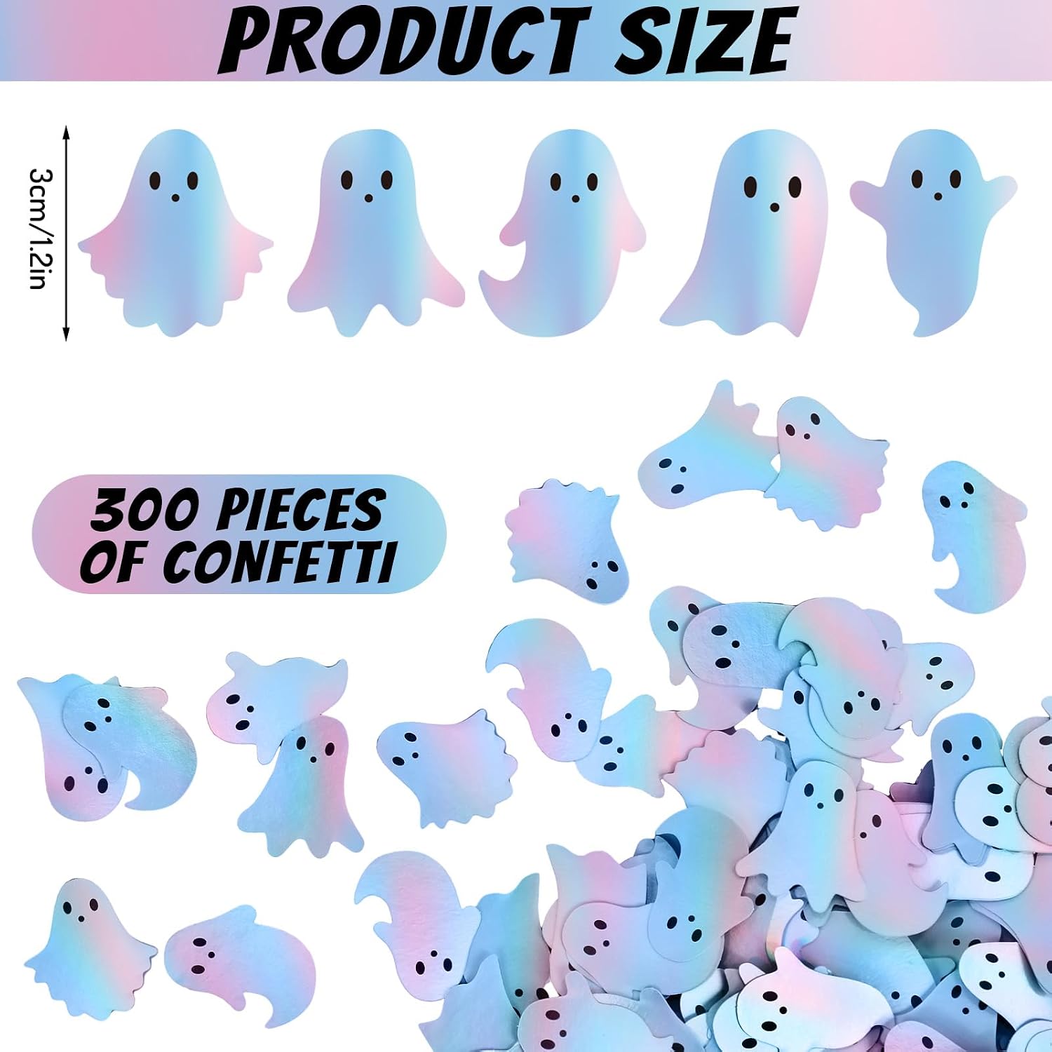 Whaline 300Pcs Halloween Table Confetti Color-Changing Holographic Ghost Table Centerpieces for Holiday Party Supplies