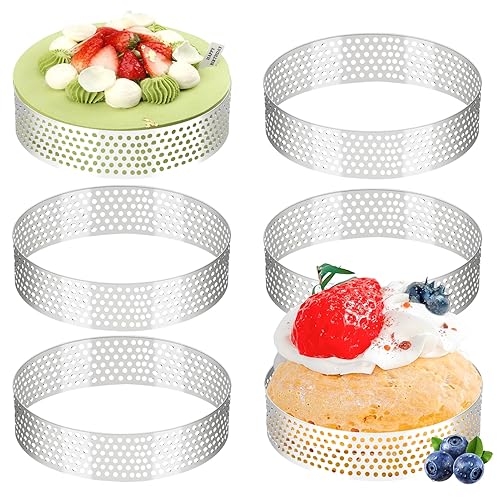 Tapvai 6 Pièces Ø 8 cm Cercle a Patisserie, Cercle Patisserie en 430 Acier Inoxydable, Cercle Tartelette, Cercle a Tarte Perforé pour Quiches Gâteaux Mousse Tartes Mini Gâteaux Mini Pizzas Muffins