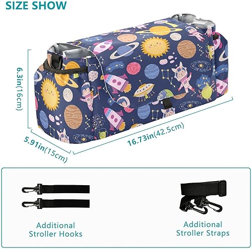 Miniatura 3 de FRODOTGV Cute Blue Space Baby stroller organizer with cup holders stroller drink caddy strollers gancho para carriola