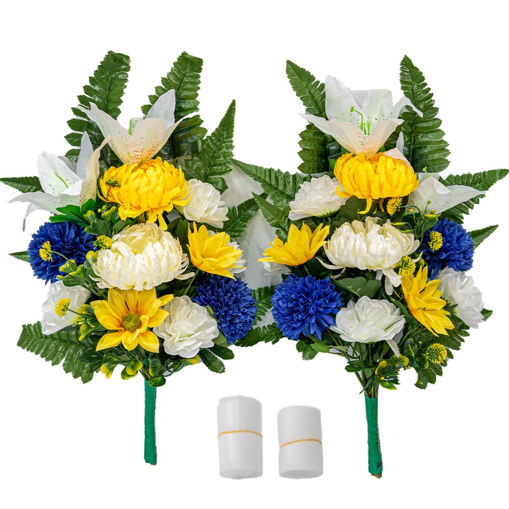 御供え花仏花花束造花お花のみ一対アネモネ、百合