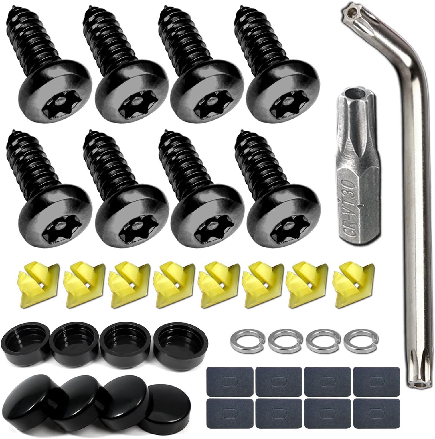 BGGTMO YoUoY Anti Theft License Plate Screw- Black License Plate Screw for Plate Mounting, Stainless Steel Car Tag Frame Screw (Self-Tapping Screws-8)