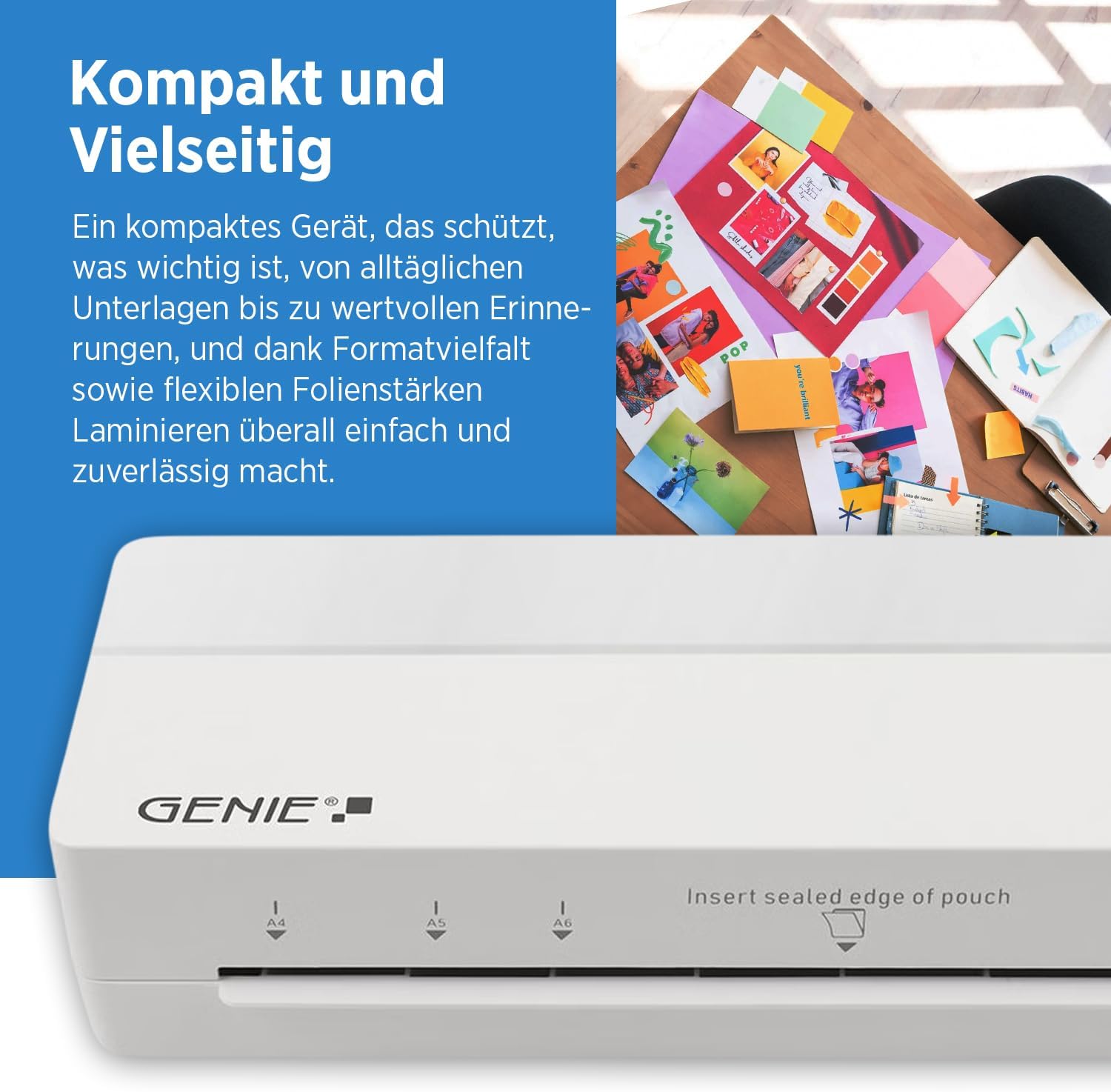 GENIE LA 400 A4 Laminator | Hot Laminator with 2 Heating Rolls | For School, Office & Home Office | Laminator A4 with Laminating Films | Laminating Machines