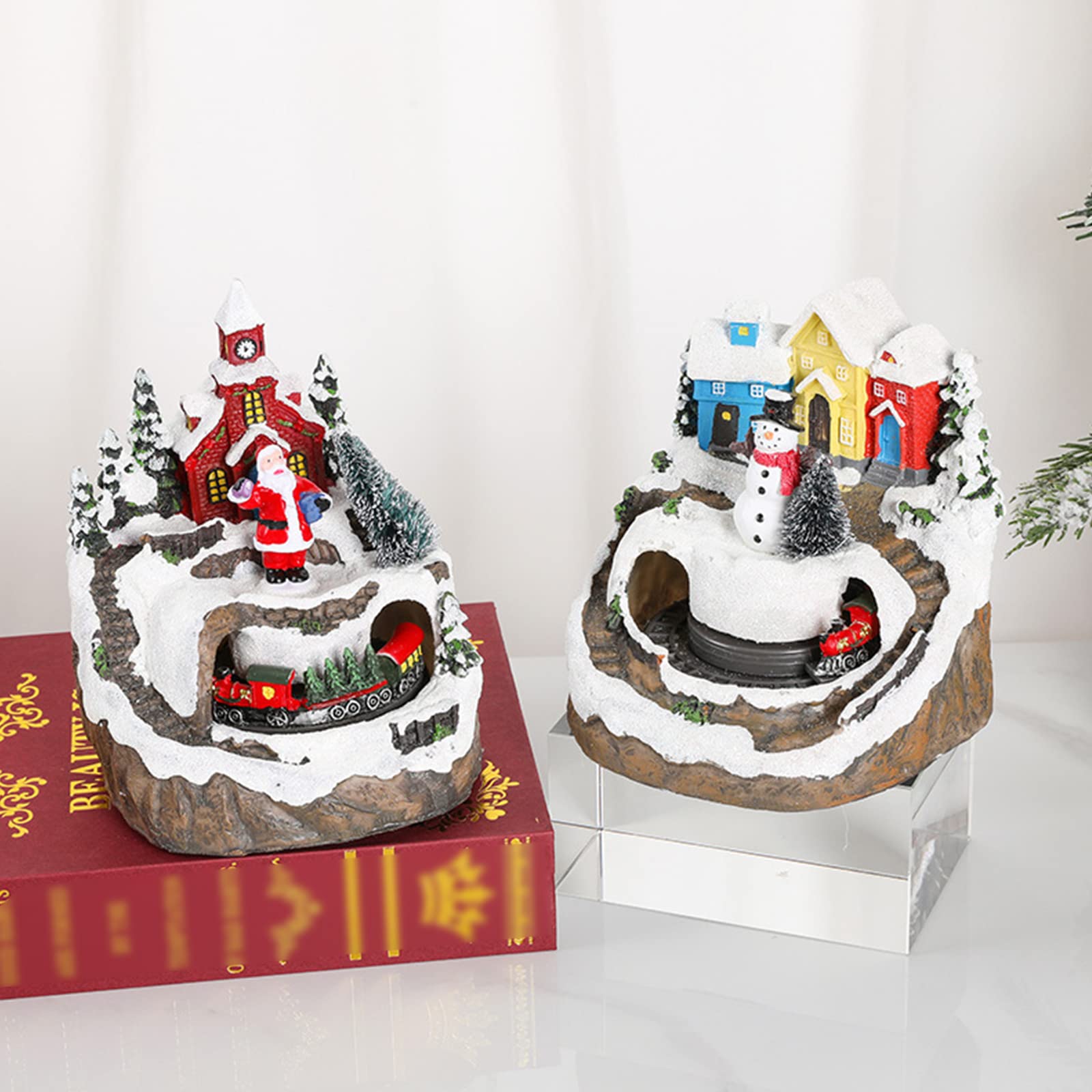 Amazon.co.jp: Xzmzbxzb クリスマスビレッジフィギュア LED