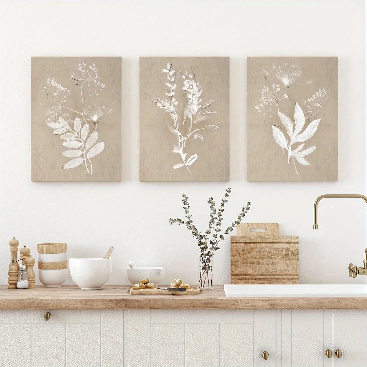 LTjiajuypd Wall Art Canvas Prints For Bedroom, Botanical Print Wildflower Watercolor Style Farmhouse(60x85cm-3Pcs)