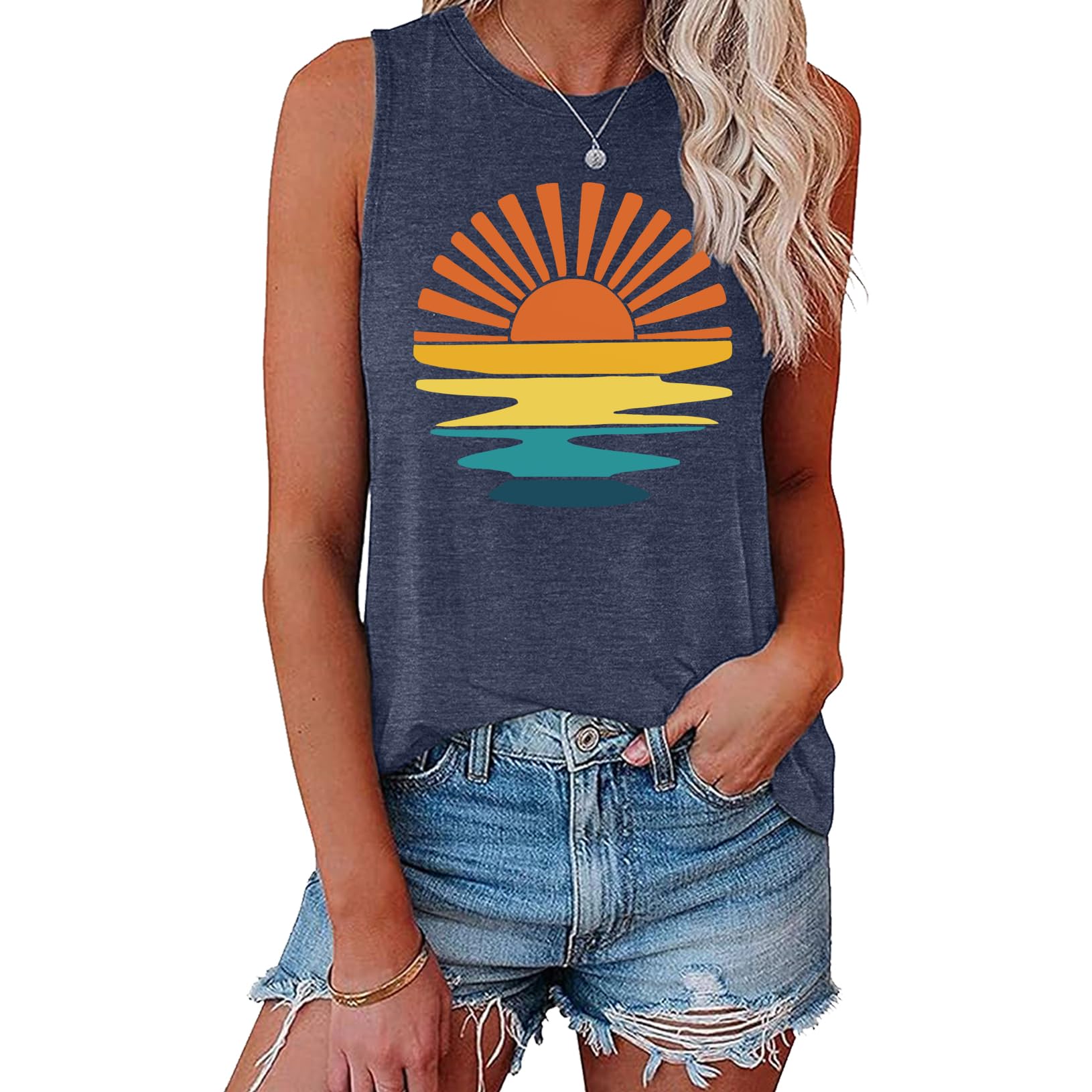 BLACKOO Women Graphic Sleeveless Sunshine Casual Tank Top