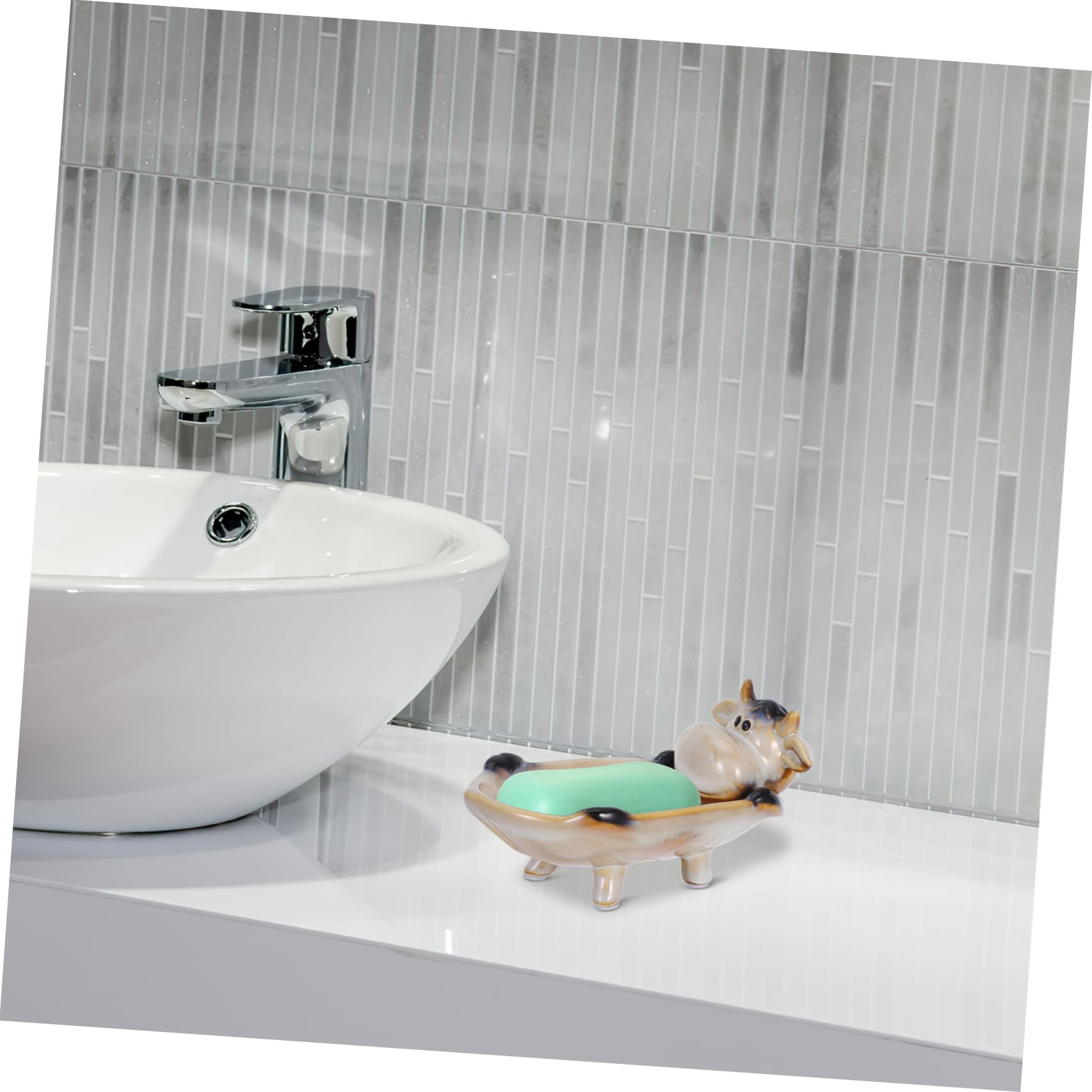 Jabonera Cerámica Decorativa De Animales Drenaje para Baño y Cocina Soporte Multifuncional para Jabón y Accesorios Pequeños Diseño Creativo y Práctico