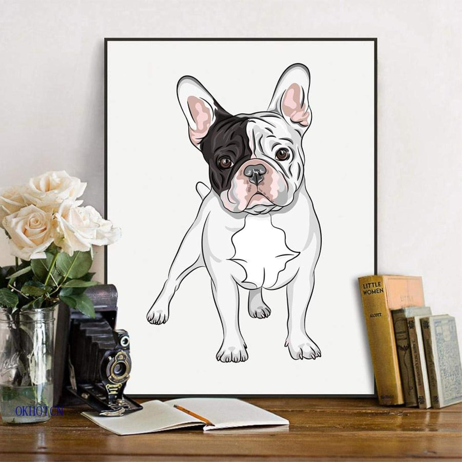 キャンバスプリント漫画アニマルプリントキャンバス写真北欧絵画壁アートポスターリビングルーム家の装飾壁画-60x80cmフレームなし