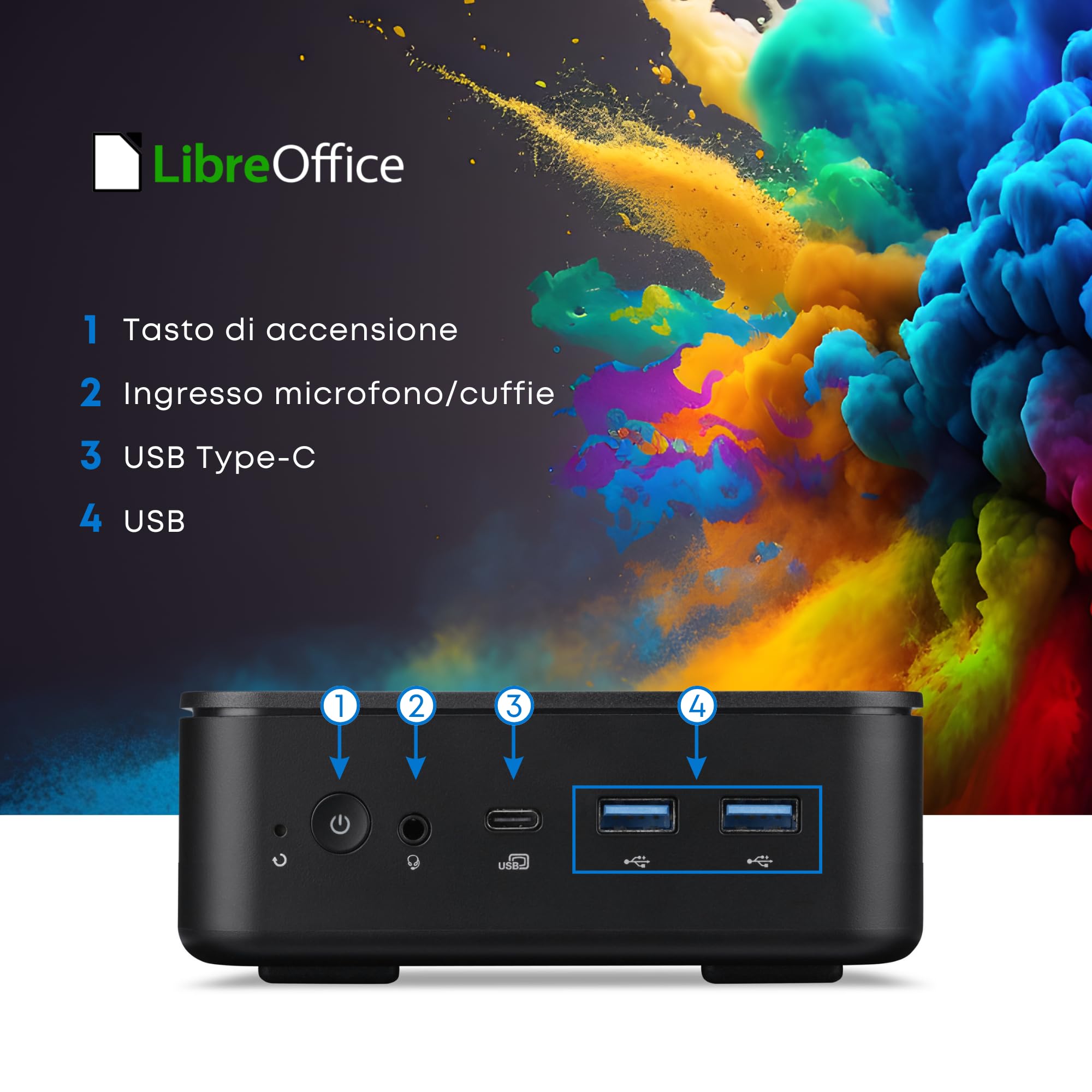 acer Veriton, Barebone Mini PC Intel Core i3-1315U 4.5 Ghz, Ram 16Gb SSD 512Gb, Lan Wi-Fi 6 HDMI, Pc Desktop Tiny Pronto all'uso con Libre Office, Windows 11 Pro