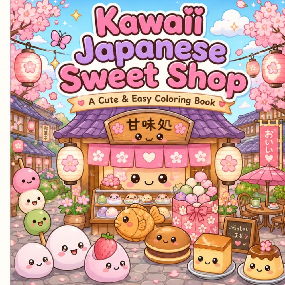 Kawaii Japanese Sweet Shop: A Cute & Easy Coloring Book