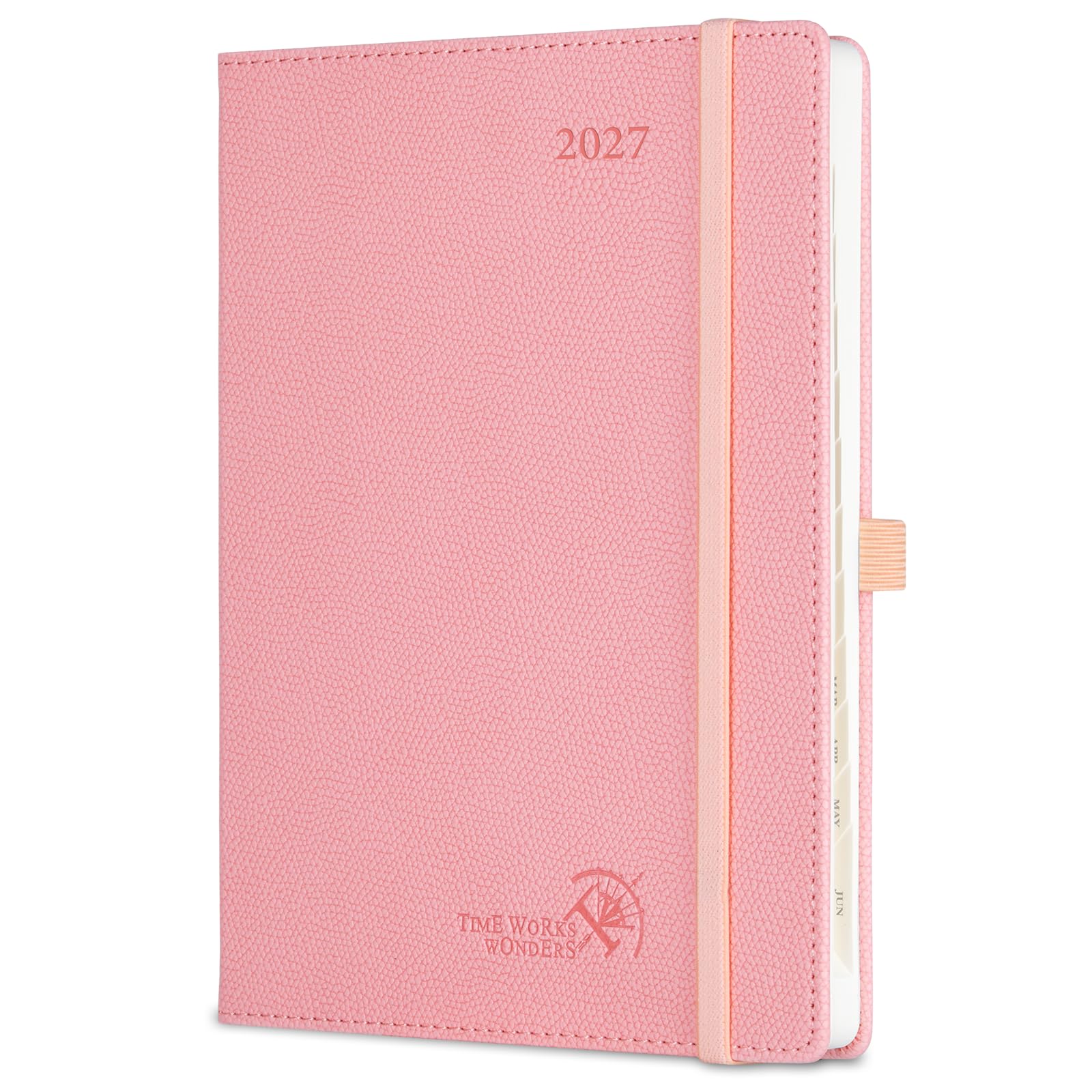 POPRUN A5 2027 Diary Week To View Pu Hardback Weekly Planner Horizontal