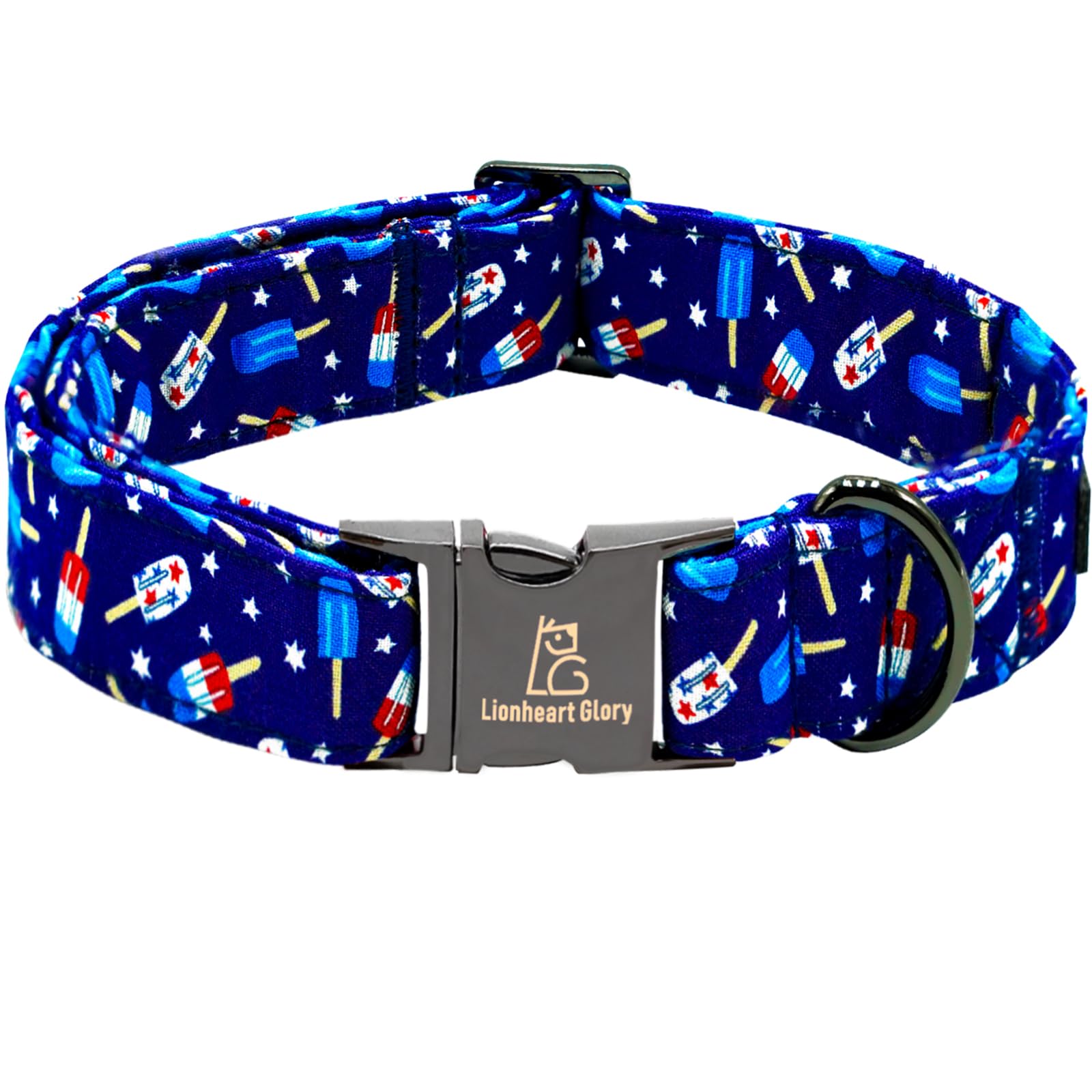 Lionheart glory American Flag Dog Collar, 4th of July Dog Collar Heavy Duty Adjustable Patriotic Dogs Collars for Large Dogs Pet Gift Summer Collars