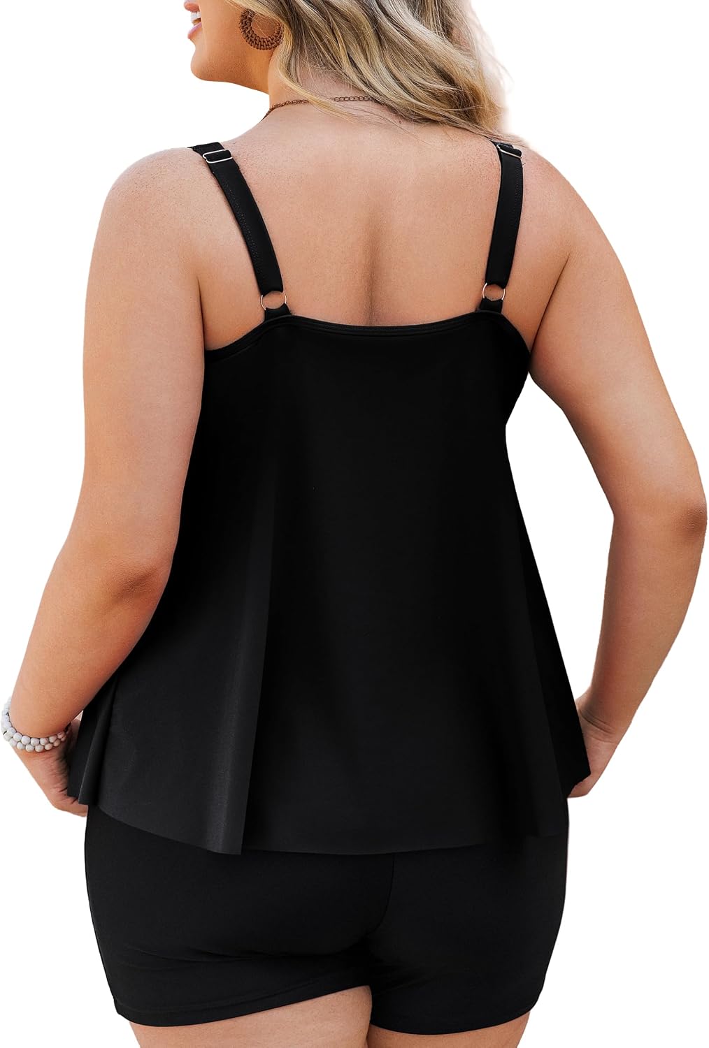 Tralilbee Plus Size Tankini Swimsuits for Women Two Piece Bathing Suit Swim Tops with Shorts