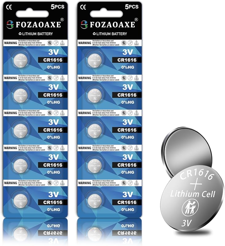 Bateria de lítio CR1616 3 V FOZAOAXE para chave presencial, relógios e eletrônicos – Pacote com 10